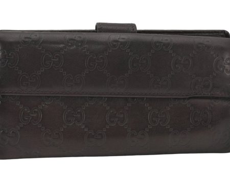 Authentic GUCCI Guccissima GG Leather Long Wallet Purse 257012 Brown 6495K Online now