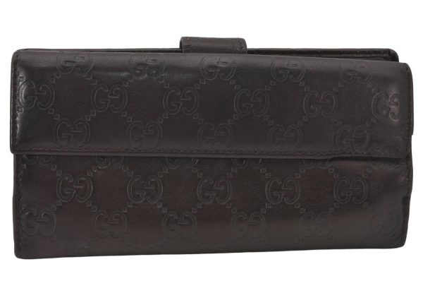 Authentic GUCCI Guccissima GG Leather Long Wallet Purse 257012 Brown 6495K Online now