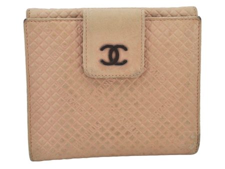 Auth CHANEL Calf Skin Micro Belted CoCo Mark Bifold Wallet Purse Beige 4122K Sale