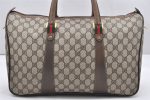 Authentic GUCCI Web Sherry Line 2Way Tote Bag GG PVC Leather Brown 6480K Sale