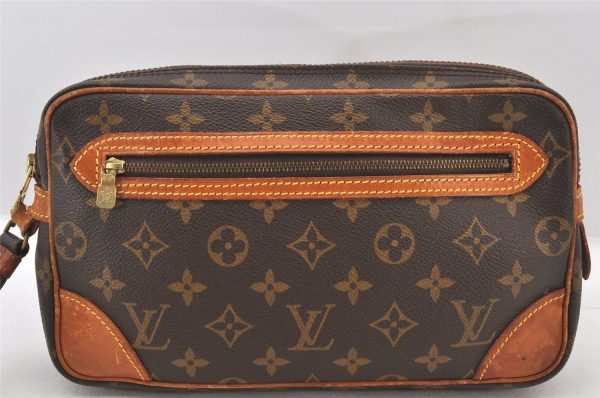 Authentic Louis Vuitton Monogram Marly Dragonne Clutch Hand Bag Old Model 6458K Hot on Sale