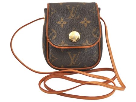 Auth Louis Vuitton Monogram Mini Lin Pochette Cancun Shoulder Pouch Brown 7644K Fashion