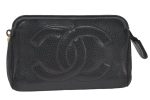 Authentic CHANEL Vintage Caviar Skin CC Logo Pouch Purse Black 7288K Online Sale