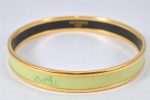 Authentic HERMES Email PM Bangle Horse Carriage Motif Gold Light Green 4198K Hot on Sale