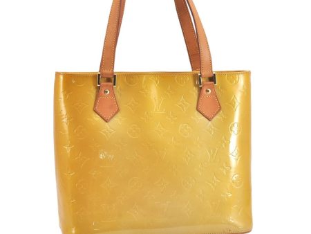 Authentic Louis Vuitton Vernis Houston Shoulder Hand Bag Yellow M91004 LV 7576K For Discount