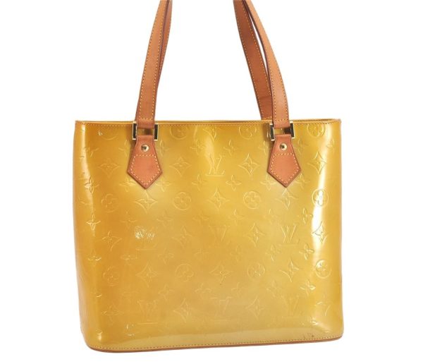 Authentic Louis Vuitton Vernis Houston Shoulder Hand Bag Yellow M91004 LV 7576K For Discount