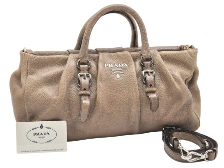 Authentic PRADA Leather Nappa 2Way Shoulder Hand Bag Purse BN1602 Brown 7068K Online Sale