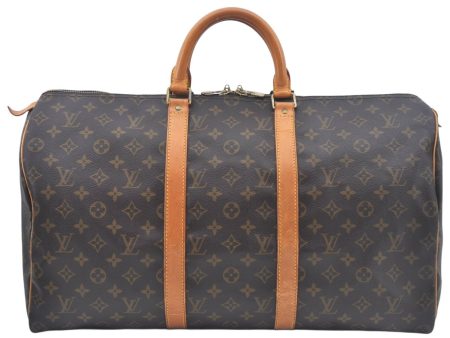 Authentic Louis Vuitton Monogram Keepall 50 Travel Boston Bag M41426 LV L0318 For Sale