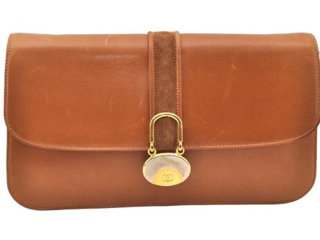 Authentic GUCCI Vintage 2Way Shoulder Clutch Bag Purse Leather Brown 6167K Hot on Sale