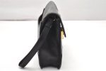 Authentic VERSACE Sunburst Leather Clutch Hand Bag Purse Black 4930K Cheap