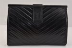 Authentic YVES SAINT LAURENT Vintage Clutch Hand Bag Purse Leather Black 2748K For Sale