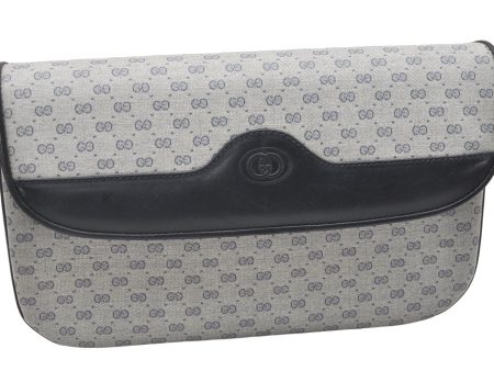 Authentic GUCCI Micro GG PVC Leather Shoulder Clutch Bag Navy Blue Junk 6239K Online