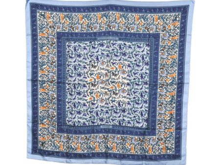 Authentic HERMES Carre 90 Scarf  CHASSE EN INDE  Silk Light Blue 7380K Discount