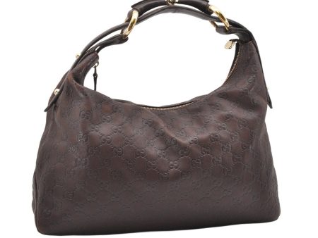 Auth GUCCI Guccissima Horsebit Large Hobo Shoulder Bag GG Leather Brown 7307K Online Hot Sale