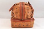 Authentic MCM Visetos Leather Vintage Boston Travel Bag Brown 7037K Hot on Sale