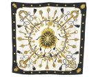 Authentic HERMES Carre 90 Scarf  LES CLES  Silk Black 3359K Fashion