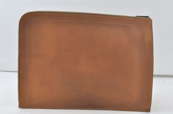 Authentic HERMES Vintage Documents Case Leather Brown 6797K Sale