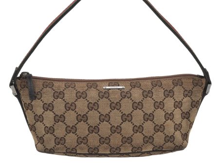 Auth GUCCI Web Sherry Line Hand Bag GG Canvas Leather 141809 Brown Junk 3850K For Cheap