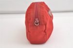 Authentic PRADA Vintage Nylon Tessuto Leather Pouch Purse Red 4368K Hot on Sale