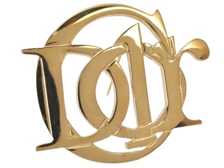 Authentic Christian Dior Vintage Logo Motif Brooch Gold Tone CD 6479K Online