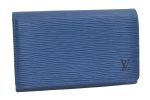 Auth Louis Vuitton Epi Porte Monnaie Billets Tresor Wallet Blue M63505 LV 4235K on Sale