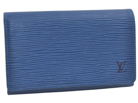 Auth Louis Vuitton Epi Porte Monnaie Billets Tresor Wallet Blue M63505 LV 4235K on Sale