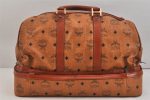 Authentic MCM Visetos Leather Vintage Boston Travel Bag Brown 7037K Hot on Sale