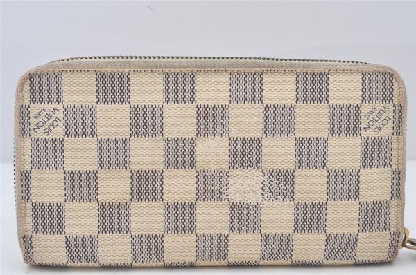 Authentic Louis Vuitton Damier Azur Zippy Wallet Long Purse N60019 LV 6196K For Cheap