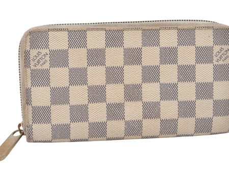 Authentic Louis Vuitton Damier Azur Zippy Wallet Long Purse N60019 LV 6196K For Cheap