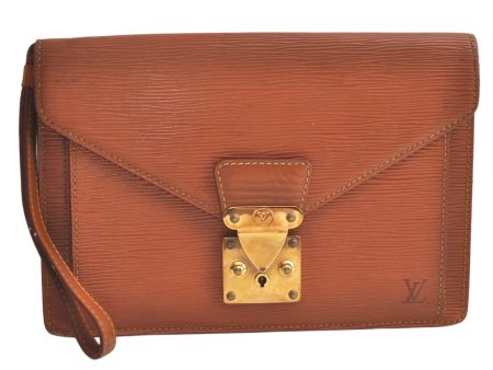 Auth Louis Vuitton Epi Pochette Sellier Dragonne Clutch Bag M52618 Brown 4491K Sale