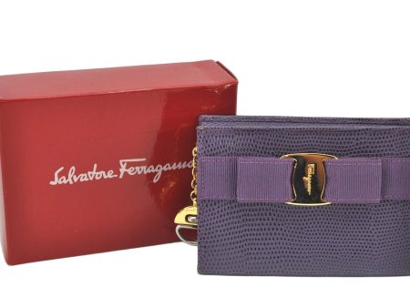 Authentic Salvatore Ferragamo Vara Pouch Purse Leather Purple SF Box Junk 4336K Fashion