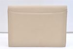 Authentic YVES SAINT LAURENT Clutch Hand Bag Purse Leather Cream White 2049K Online Hot Sale