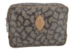 Authentic YVES SAINT LAURENT Clutch Hand Bag Purse PVC Leather Gray 2050K For Cheap