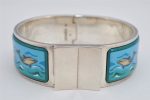 Authentic HERMES Email GM Bangle Dolphin Motif Silver Blue 1763K Discount