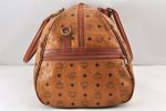 Authentic MCM Visetos Leather 2Way Travel Shoulder Boston Bag Brown 1343K Discount