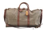 Authentic POLO Ralph Lauren Check PVC Leather Travel Boston Bag Brown 2110K Cheap