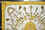 Authentic HERMES Carre 90 Scarf  LES CLES  Silk Yellow 1513K Sale