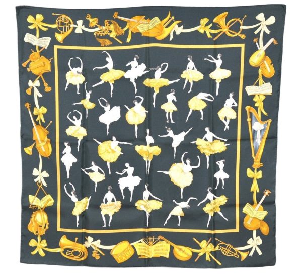 Authentic HERMES Carre 90 Scarf  La Dance  Silk Green Box 1688K Hot on Sale