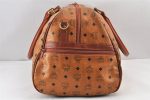 Authentic MCM Visetos Leather 2Way Travel Shoulder Boston Bag Brown 1343K Discount