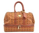 Authentic MCM Visetos Leather Vintage Boston Hand Bag Brown 2076K Online now