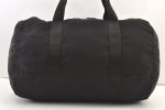 Authentic PRADA Vintage Nylon Leather 2Way Travel Boston Bag Black 1540K Supply