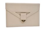 Authentic YVES SAINT LAURENT Clutch Hand Bag Purse Leather Cream White 2049K Online Hot Sale