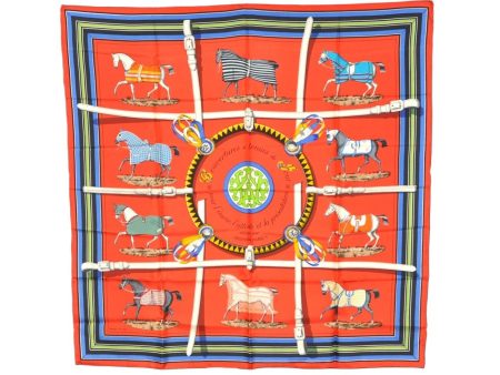 Auth HERMES Carre 90 Scarf  Couvertures et Tenues de Jour  Silk Red Box 1788K Discount