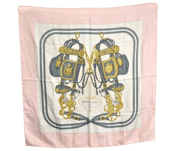 Authentic HERMES Carre 90 Scarf  BRIDES de GALA par   Silk Pink K8505 Online