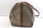 Authentic POLO Ralph Lauren Check PVC Leather Travel Boston Bag Brown 2110K Cheap