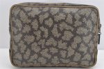 Authentic YVES SAINT LAURENT Clutch Hand Bag Purse PVC Leather Gray 2050K For Cheap