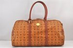 Authentic MCM Visetos Leather 2Way Travel Shoulder Boston Bag Brown 1343K Discount