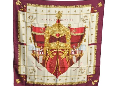 Authentic HERMES Carre 90 Scarf  VUE DU CARROSSE DE  Silk Purple K8504 For Cheap