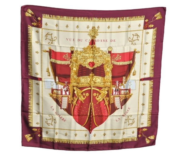 Authentic HERMES Carre 90 Scarf  VUE DU CARROSSE DE  Silk Purple K8504 For Cheap