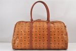 Authentic MCM Visetos Leather 2Way Travel Shoulder Boston Bag Brown 1343K Discount